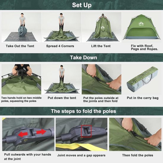 Pop Up Tent voor 3-4 Personen - Eenvoudig Op te Zetten, Waterdicht en Multifunctioneel voor Kampeeruitjes en Tuinactiviteiten — afbeelding 5
