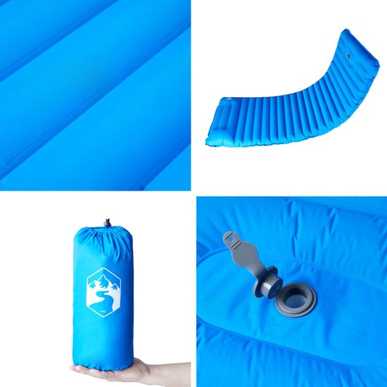 Kampeermatras met kussen zelfopblazend 1-persoons blauw van Quechua — afbeelding 4