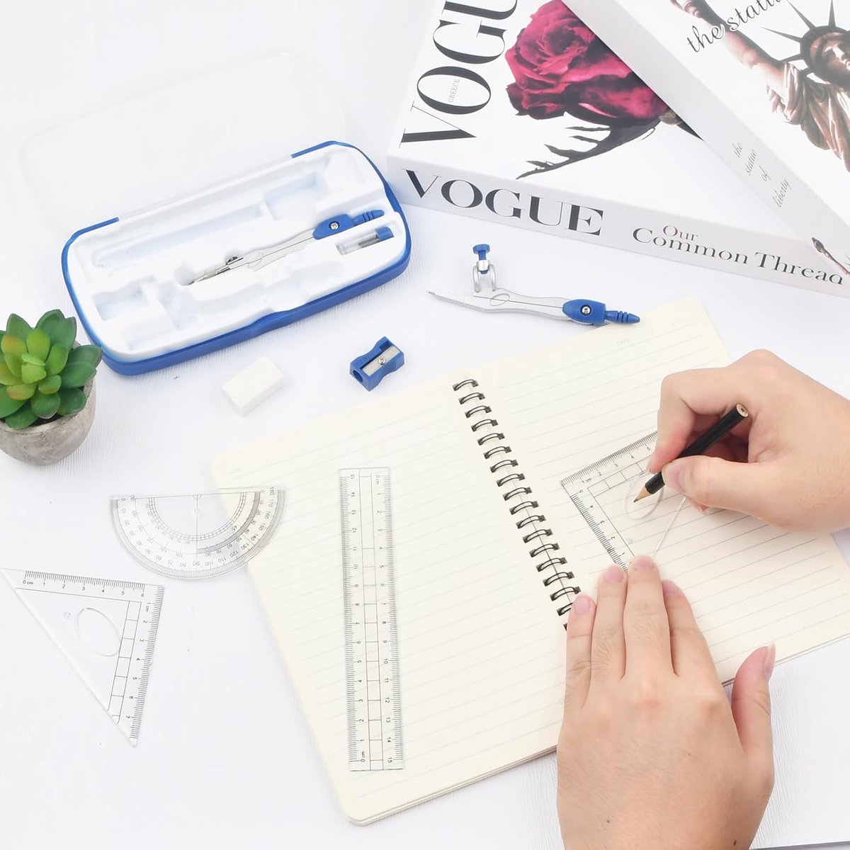 Passerset – Geometrie kit voor scholieren – 10-delige set – Blauw