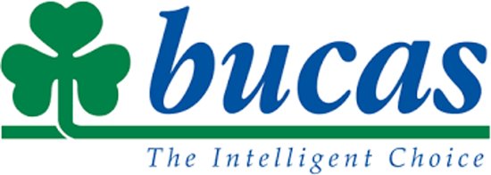 Logo van Bucas met een klaverblad en de tekst 'The Intelligent Choice'.