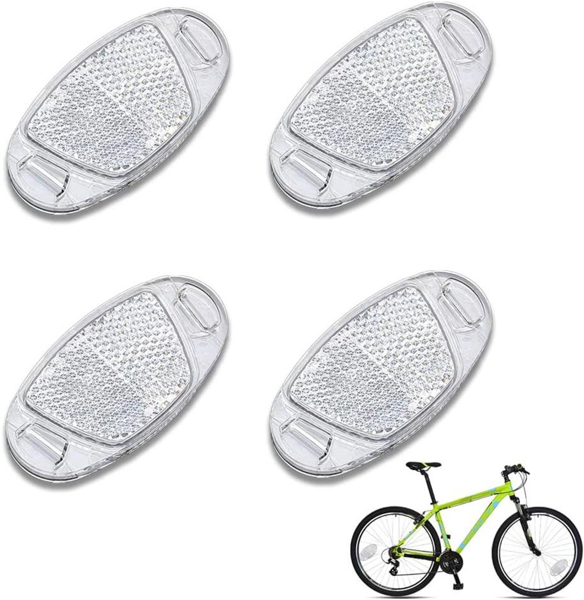 4 stuks Kattenogen fietsreflectoren voor veiligheid tijdens nachtritten - wit