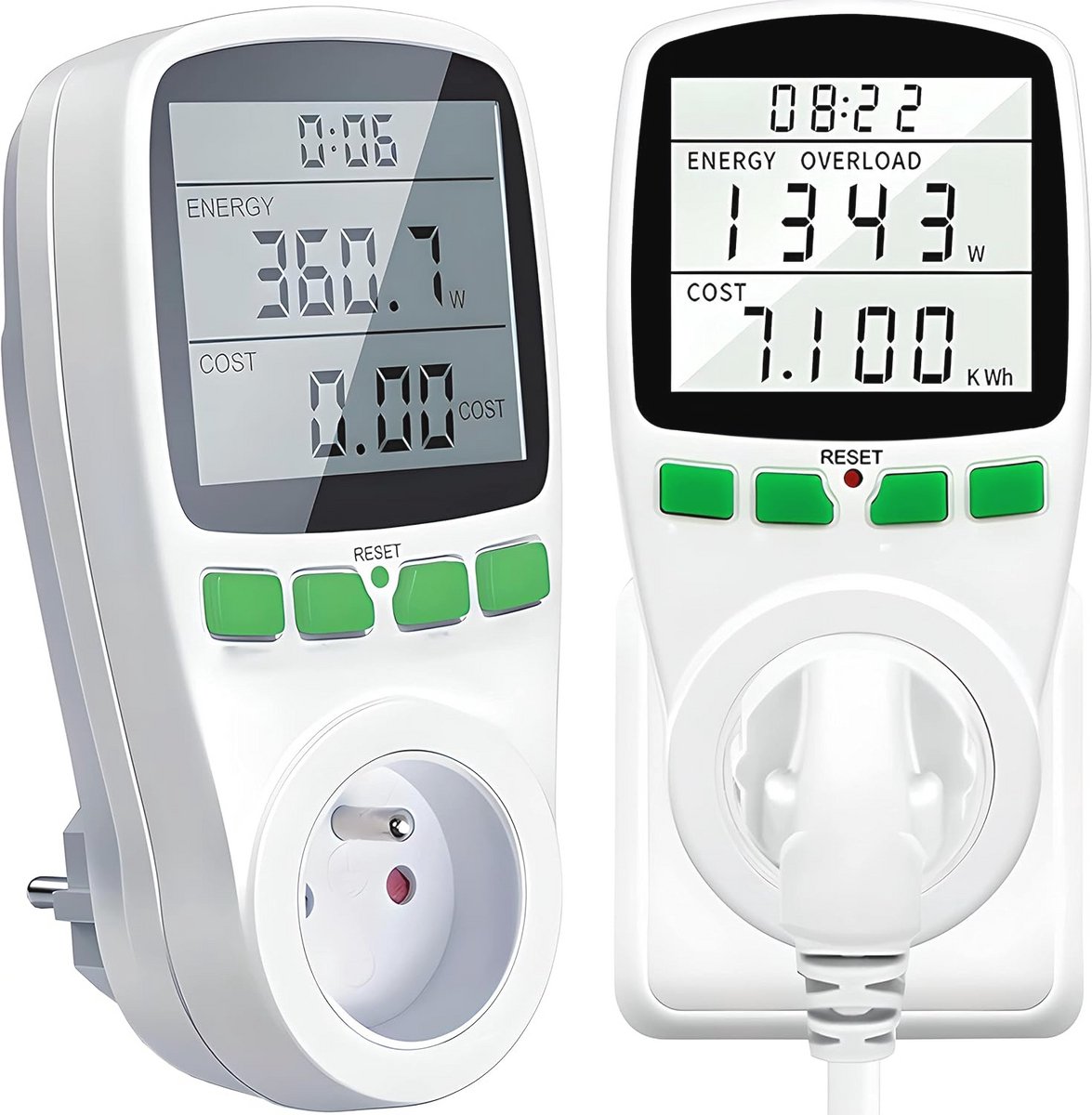 Energieteller met Overbelastingsbeveiliging - 3600 W Elektriciteitsmeter voor Stopcontact