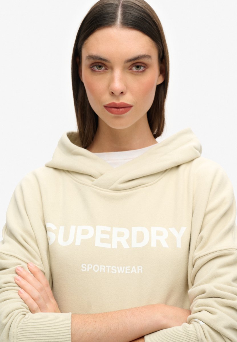 Superdry Korte ruimvallende Core Sport hoodie Dames Hoodies Beige