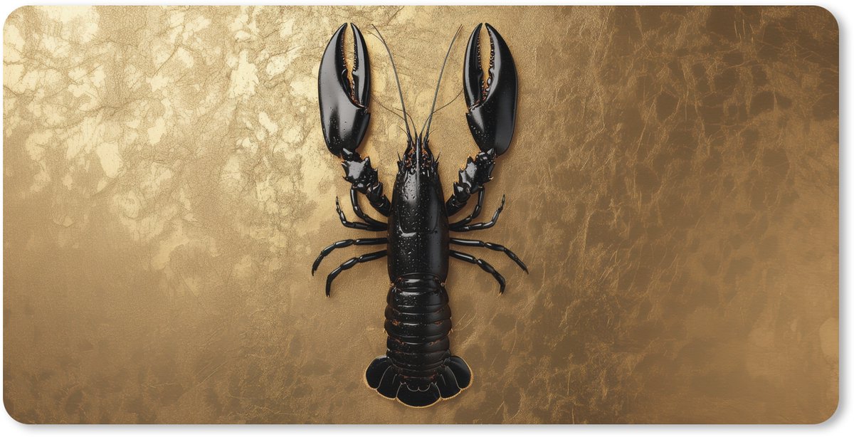 Muismat XXL 120x60 cm - Bureau onderlegger - Bureau mat Kreeft - Zwart - Goud - Luxe - Bureaumat - Gaming mousepad xl - Bureaulegger groot - Computer deskmat
