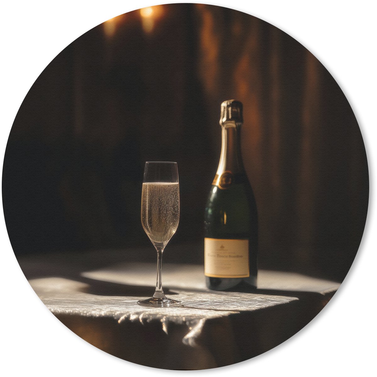 Muismat rond 30x30 cm - Mousepad Prosecco - Bubbels - Sfeervol - Drank - Ronde muismatten
