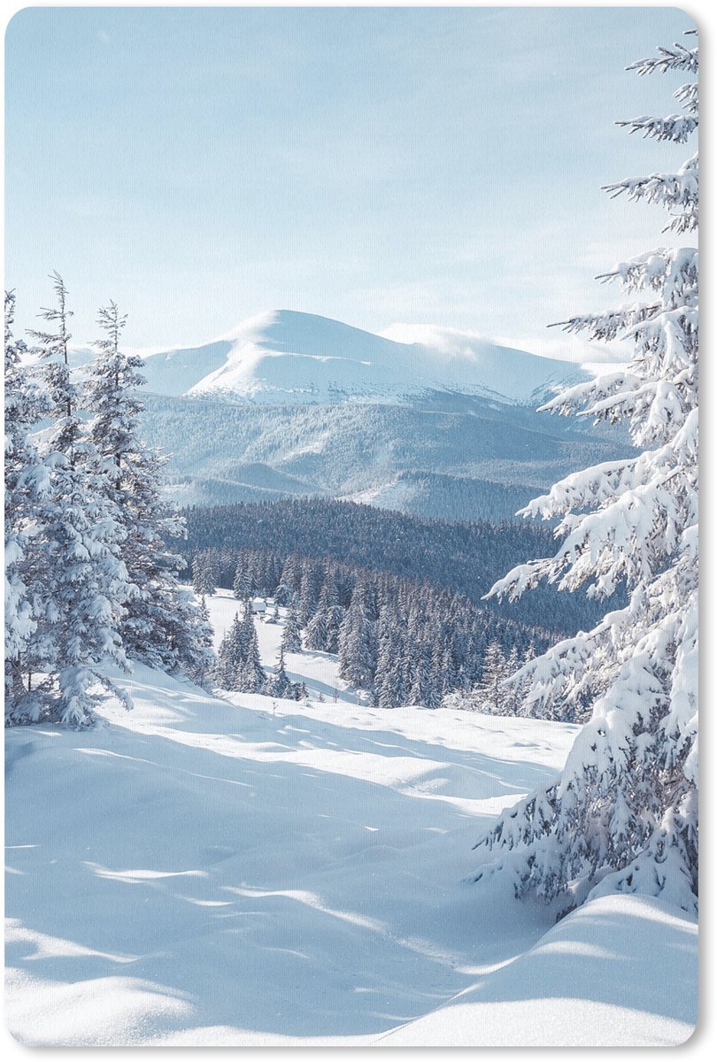 Muismat 18x27 cm - Mousepad Winterlandschap - Natuur - Berg - Bomen - Sneeuw - Muismatten