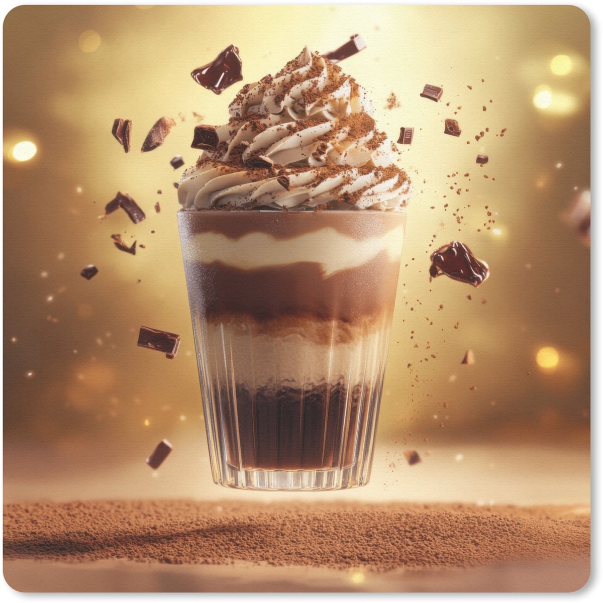 Muismat 20x20 cm - Mousepad Dessert - Chocolade - Zoet - Eten - Muismatten