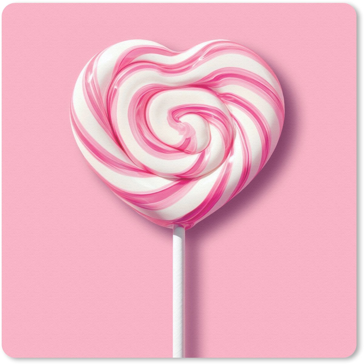 Muismat 20x20 cm - Mousepad Snoep - Lolly - Hart- Roze - Muismatten