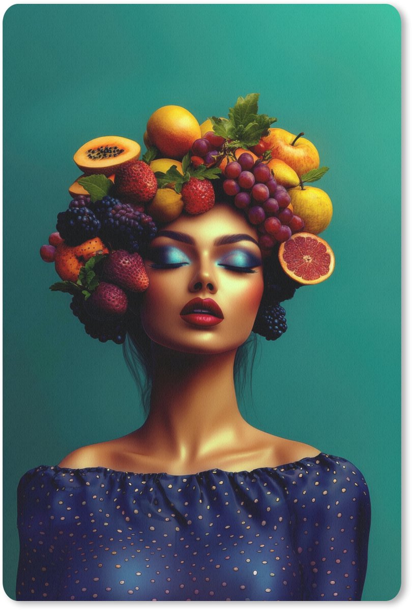 Muismat 18x27 cm - Mousepad Vrouw - Hoodtooi - Tropisch - Fruit - Druiven - Muismatten
