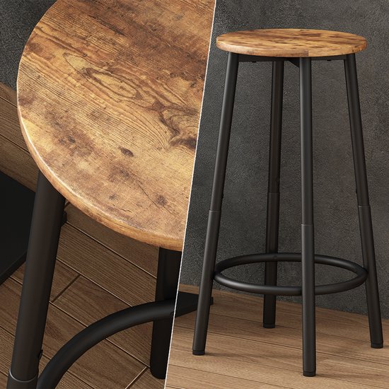 Lot de 2 Tabourets de bar Vicco Edmonton – 31,5 x 64 cm 2 pièces Chêne rustique 2 pièces