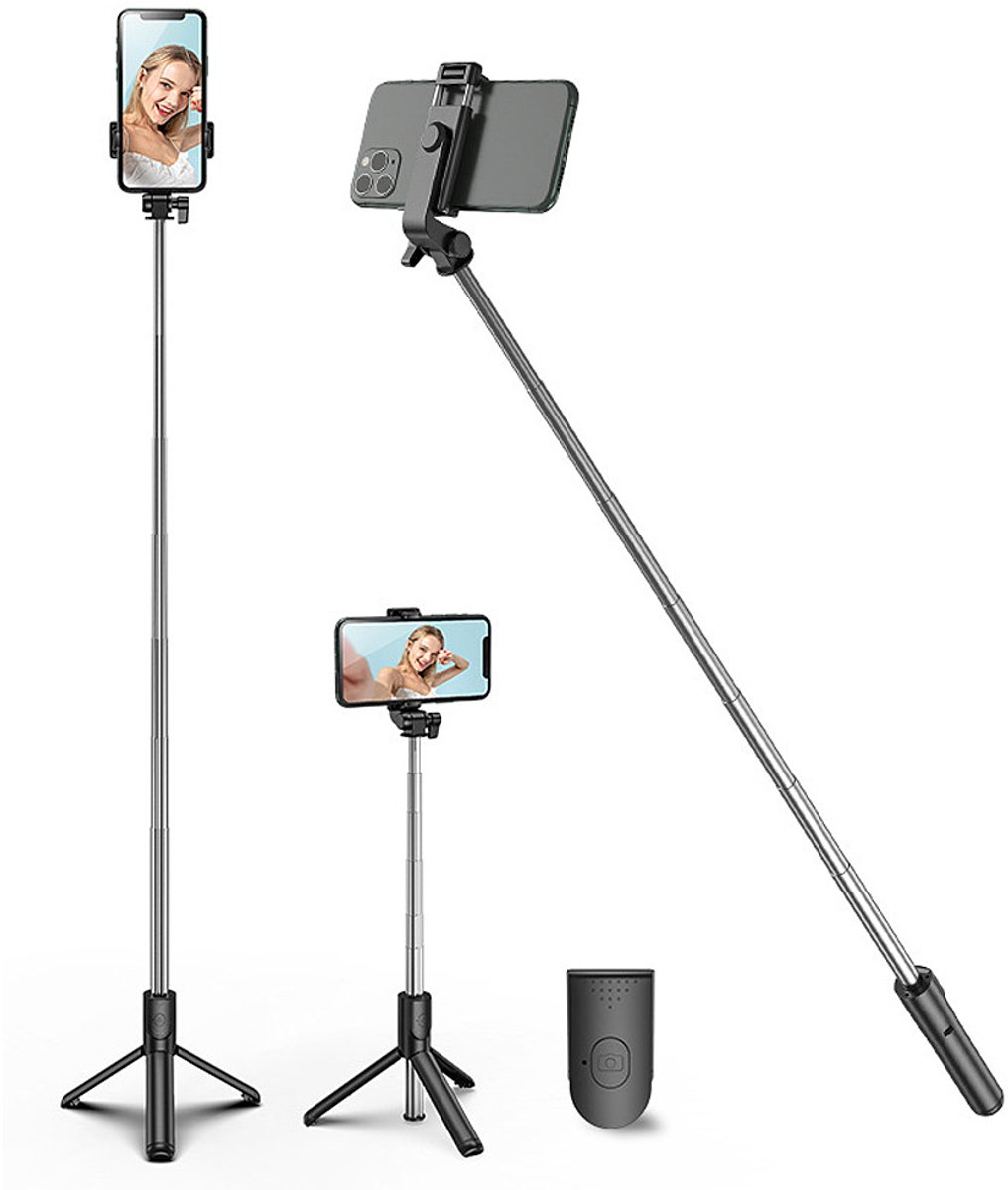 Draagbare Selfiestick met Statief - Uitschuifbaar tot 100cm - Inclusief Draadloze Afstandsbediening - Compatibel met iPhone & Android