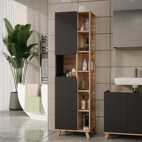 Vicco HOCHSCHRANK Irma Anthrazit/Artisan 33 x 192 cm mit 2 Türen jetzt