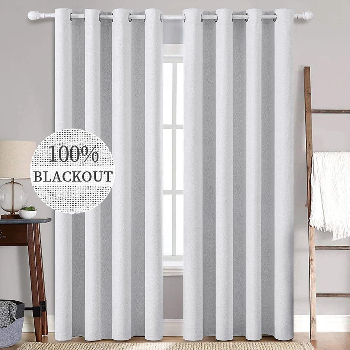 Unyqoos Stijlvolle Linnenlook Verduisteringsgordijnen met Isolerende Eigenschappen voor Elke Kamer, Set van 2 grijs