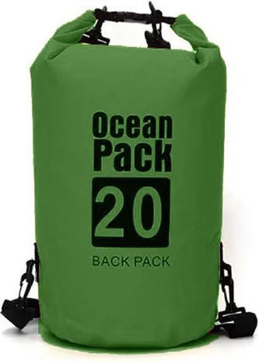 Waterdichte Tas - Dry bag - 20L - Groen - Ocean Pack - Dry Sack - Survival Outdoor Rugzak - Drybags - Boottas - Zeiltas