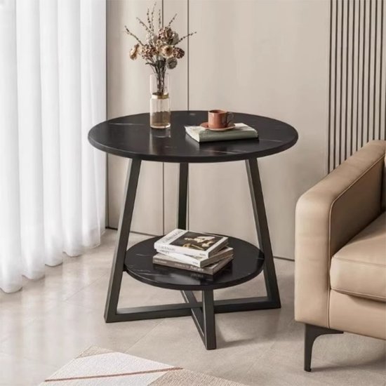 VASAGLE Ronde bijzettafel met verwijderbare opbergmand, voor woonkamer en slaapkamer, gelegeerd