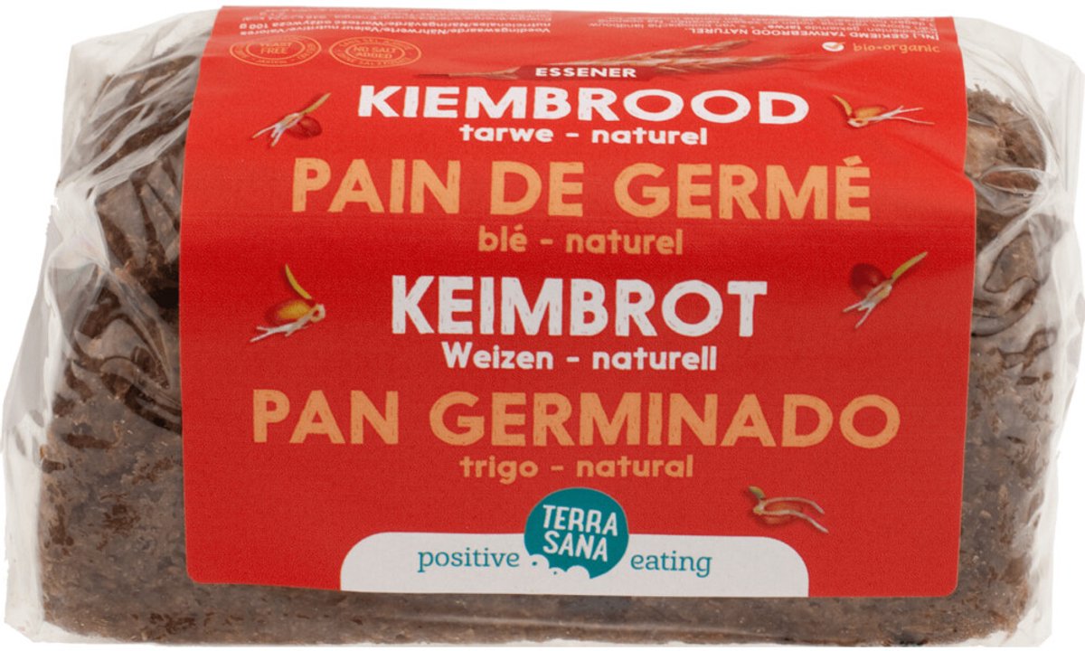Terrasana - Kiembrood Naturel Eko - 3 x 400 gr - Voordeelverpakking