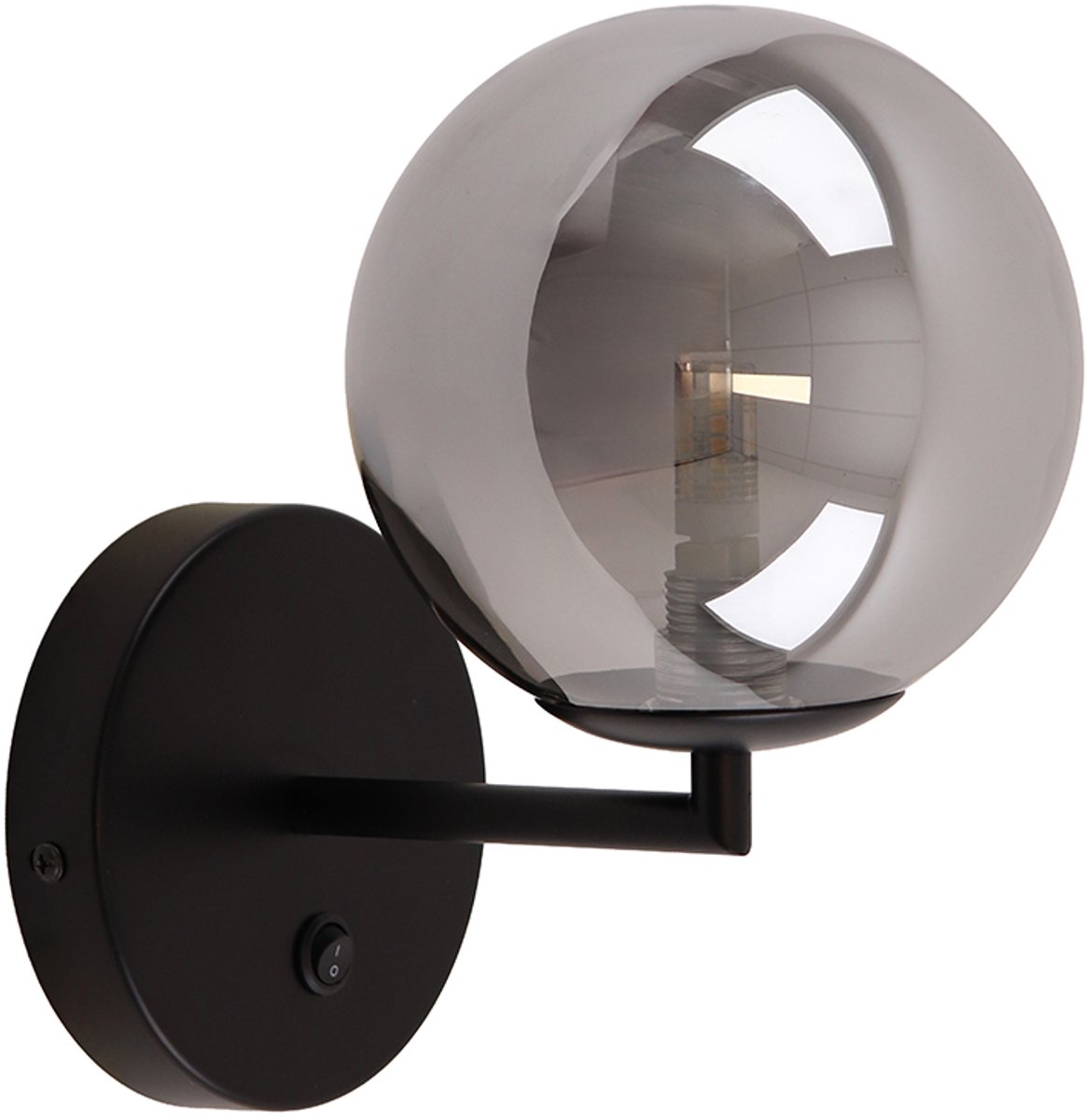 Olucia - Design wandlamp grijs, Remo, met schakelaar - Vorm: Rond