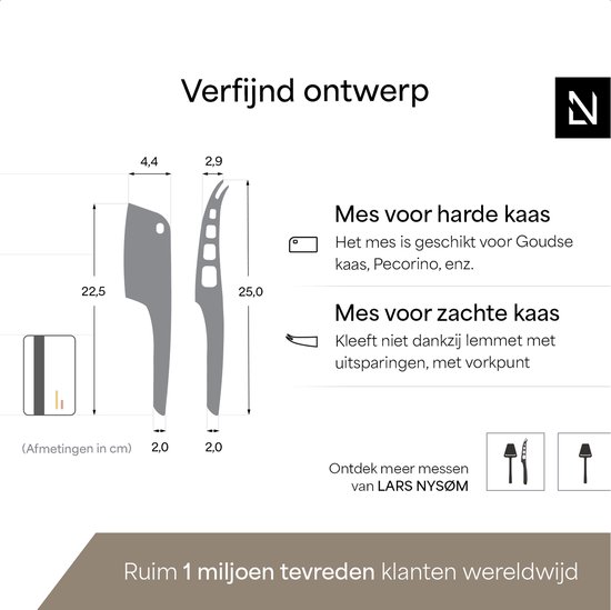LARS NYSØM Set de couteaux à fromage 'Nedskæring' Stainless Steel
