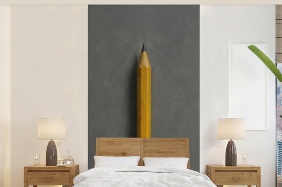 Foto: Behang fotobehang potlood schilderij geel breedte 120 cm x hoogte 240 cm