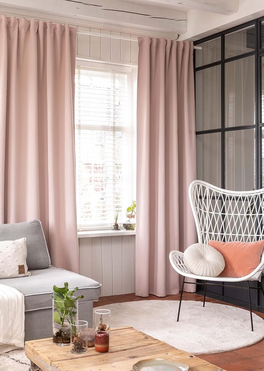 Ibenzoa Roze Polyester Gordijn met Verborgen Lussen - 255 x 140 cm - Zachte Textuur en Discreet Montage