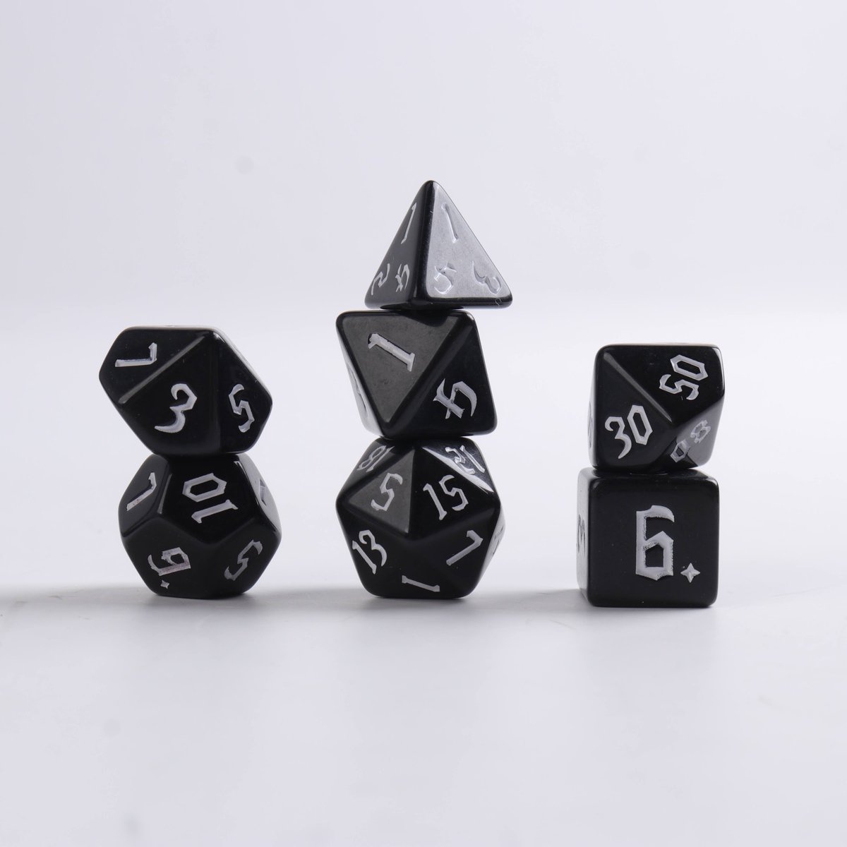 Lapi Toys - Dungeons and Dragons dobbelstenen - D&D dobbelstenen - D&D polydice - 1 set (7 stuks) - Acryl - Zwart