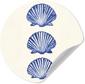 WallCircle® - Papier peint cercle 50x50 cm - Stickers muraux Coquillages - Blauw - Motif - Cercle mural salon - Cercle mural chambre - Décoration murale autocollante - Accessoires de Décoration murale