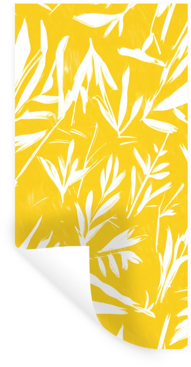 Muurstickers - Sticker Folie - Abstract - Bladeren - Geel - Penseelstreken - 20x40 cm - Pl