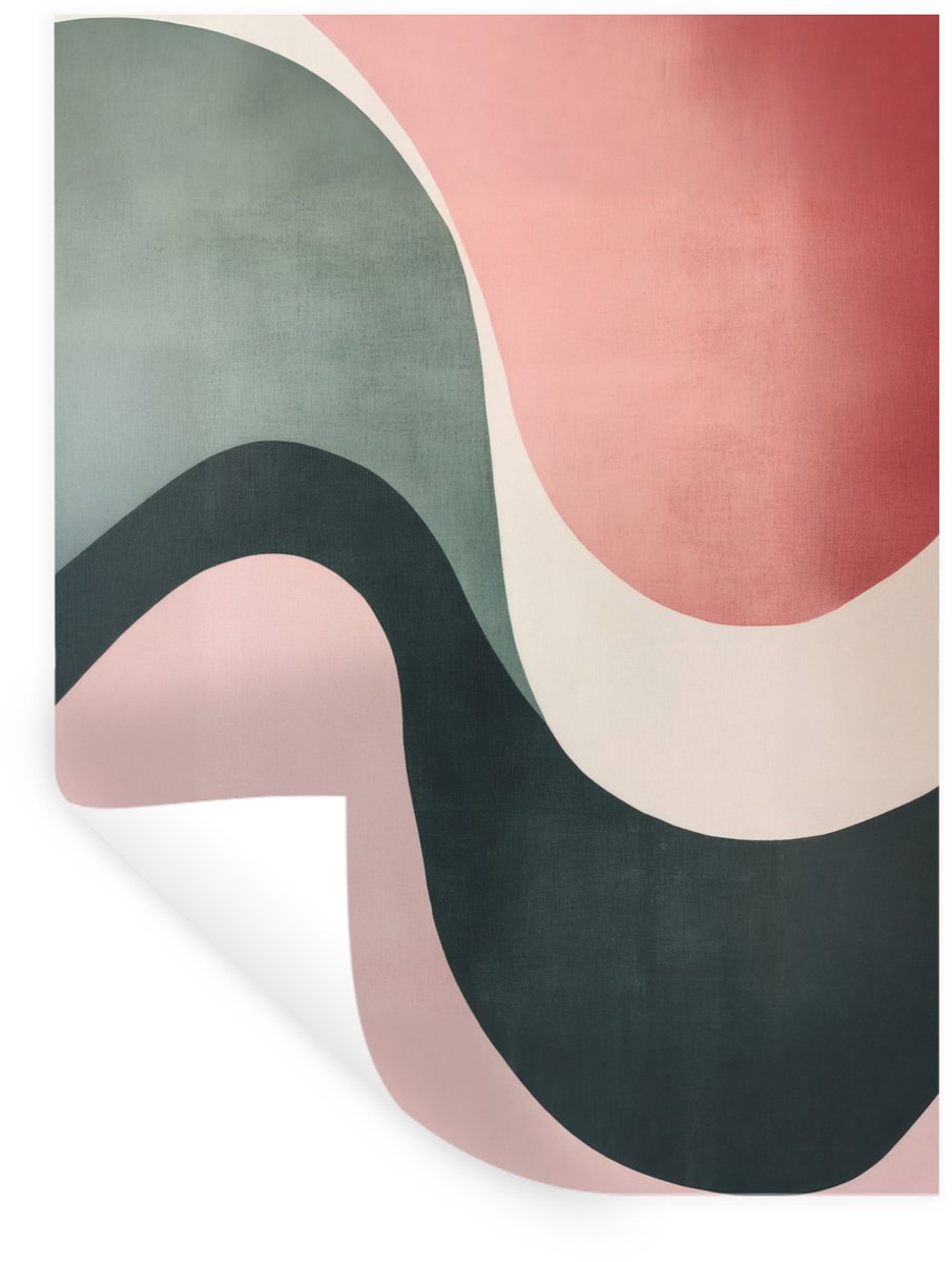 Muurstickers - Sticker Folie - Abstract - Golven - Sierlijk - Roze - 30x40 cm - Plakfolie