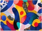 Poster 160x120 cm - Vormen - Abstract - Stippels - Blauw - Posters - Kamer decoratie - Wanddecoratie woonkamer - Muurdecoratie slaapkamer XXL