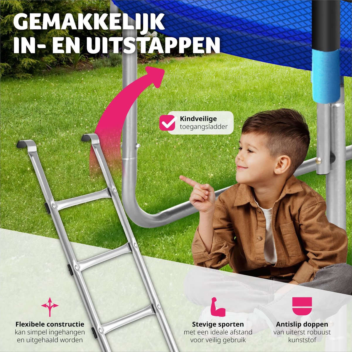 tectake® TÜV-geteste Trampoline - Ø 305 cm - Tuintrampoline - Kindertrampoline met Veiligheidsnet - Geschikt als Buitenspeelgoed, Sporttrampoline of Speeltoestel voor in de Tuin — afbeelding 7
