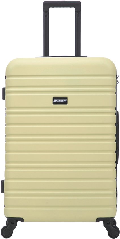 BlockTravel® Reiskoffer Groot 74L - Harde Koffer met TSA-slot - 4 Spinner Wielen - Lichtgewicht Koffer Groot 4 Wielen - Ruimbagage Koffer - Valies Grote Koffer - Koffer Large - 72cm - Licht geel