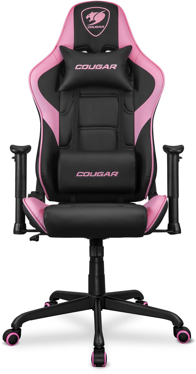 COUGAR Armor Elite Premium PVC Lederen Gamingstoel met 2D Verstelbare Armleuningen - Zwart/Roze