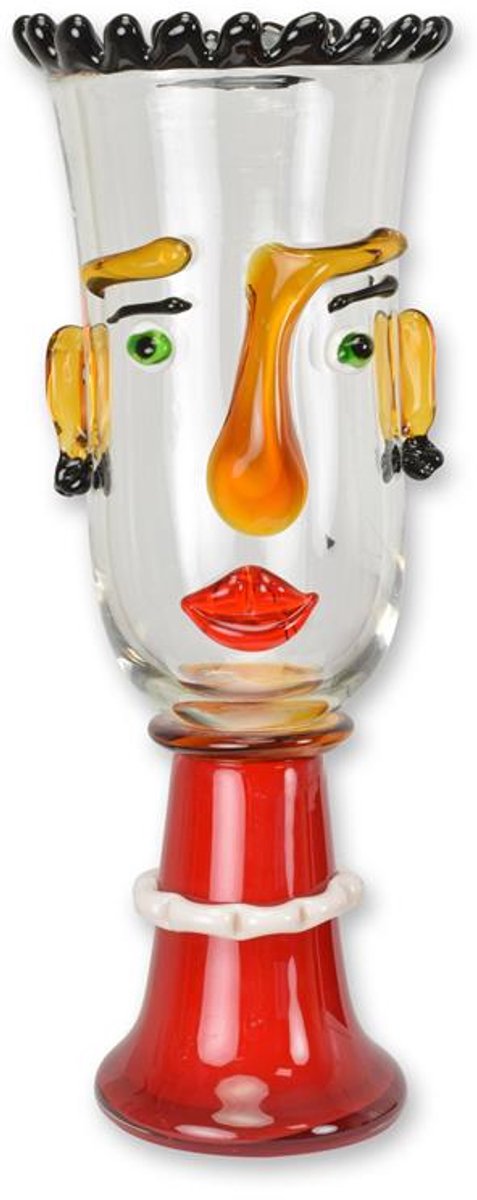 Murano stijl glazen vaas abstract design – Handgemaakt kunstobject – Kleurrijke decoratie vaas met gezicht, mondgeblazen glas, luxe interieuraccessoire