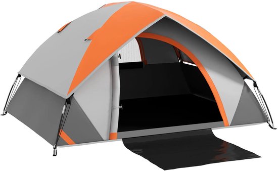 Koepeltent - Familietent 2 persoons - Lichtgewicht, stabiele, waterdichte - Met deur en raam - Grijs en roestrood — afbeelding 5