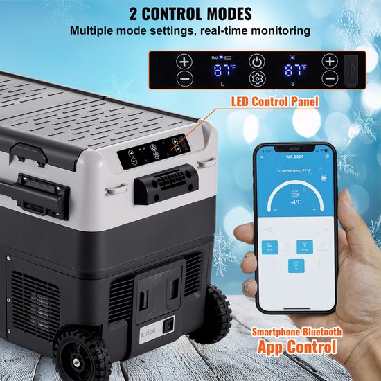Auto Koelbox - Compressor Koelbox - Compressor Koelkast - Koelbox - 40L- Dual Zone - Mini Vriezer - -20°C tot 20°C - 12V/24V & 230V - Met Wielen & Handvat - Voor Auto - Camper - en Camping van Merkloos — afbeelding 3
