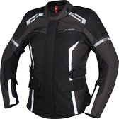 Veste de moto textile imperméable IXS Evans-ST 2.0 pour femme, modèle Touring, Zwart , Grijs et Wit - Taille M - Veste