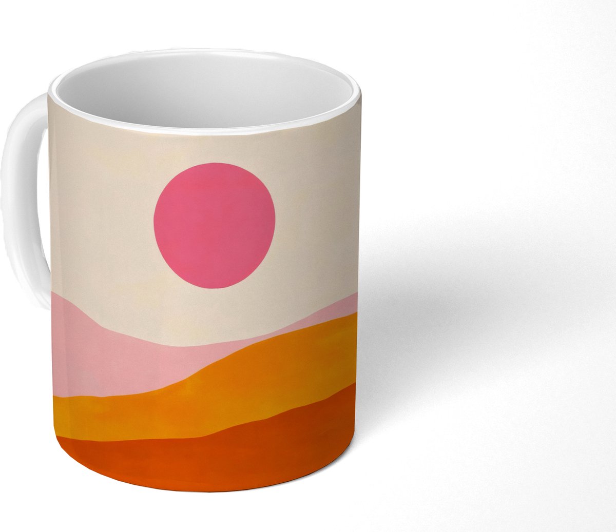 Mok - Koffiemok - Zon - Heuvels - Abstract - Roze - Mokken - 350 ML - Beker - Koffiemokken - Theemok