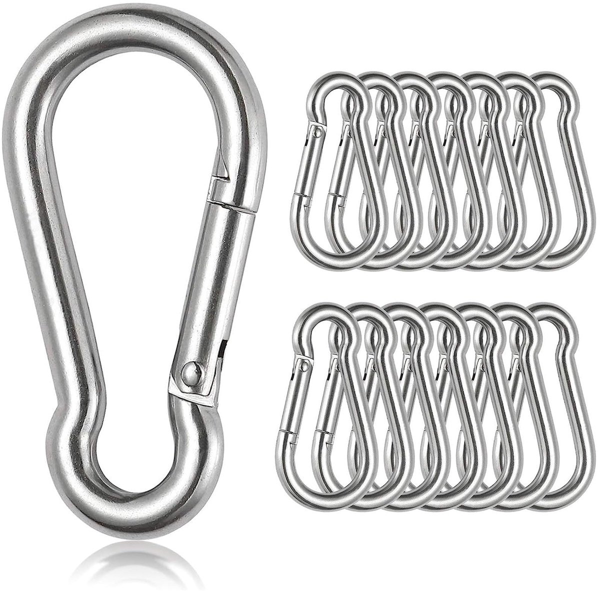 Ibenzoa® Set van 15 Karabijnhaken - Sterk en Duurzaam voor Diverse Toepassingen