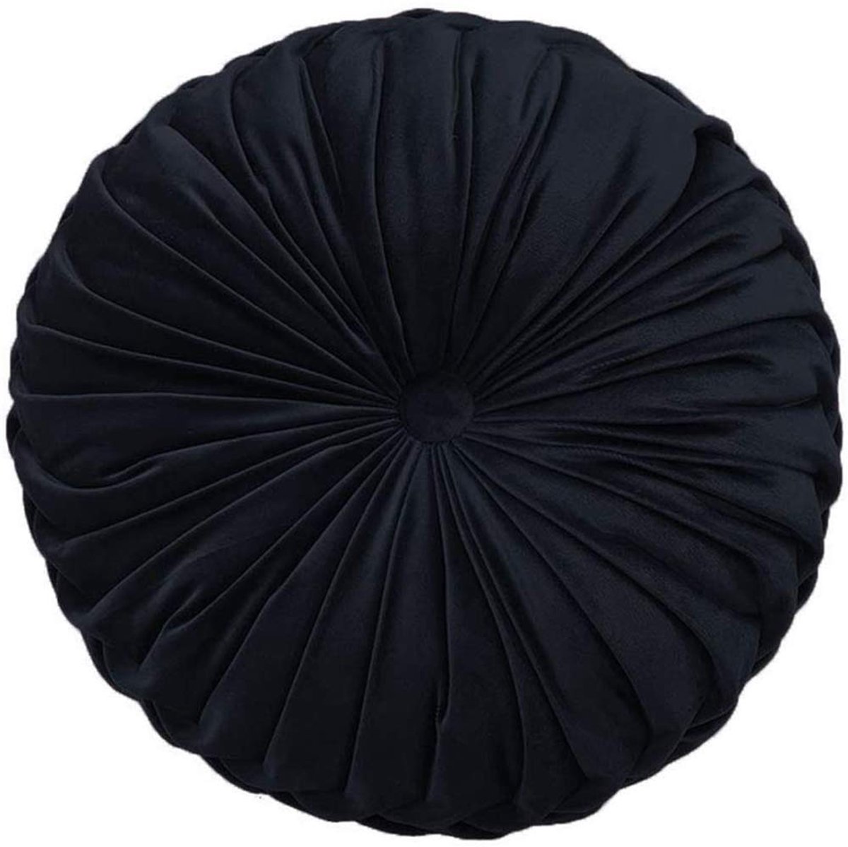 Ibenzoa® Zwart Fluweel Plissé Vloerkussen met PP Katoen Vulling - Multifunctioneel Decoratiekussen
