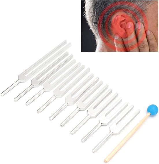 Ensemble de 9 diapasons - Diapason 174/285/396/417/528/639/741/852/963 Hz - Outil de thérapie sonore - Chakra du cœur - Instrument de musique Perfect pour les accordeurs