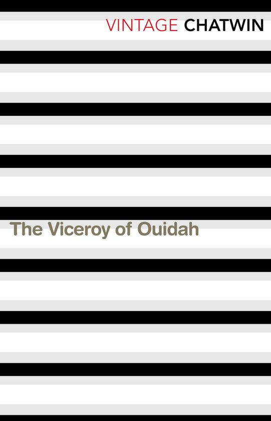 Boek 'The Viceroy of Ouidah' van Vintage Chatwin op een achtergrond van zwarte en grijze strepen.