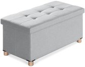 Ibenzoa® Stijlvolle Opvouwbare Zitbank met Veelzijdige Opslagmogelijkheden en Hoog Zitcomfort in Lichtgrijs