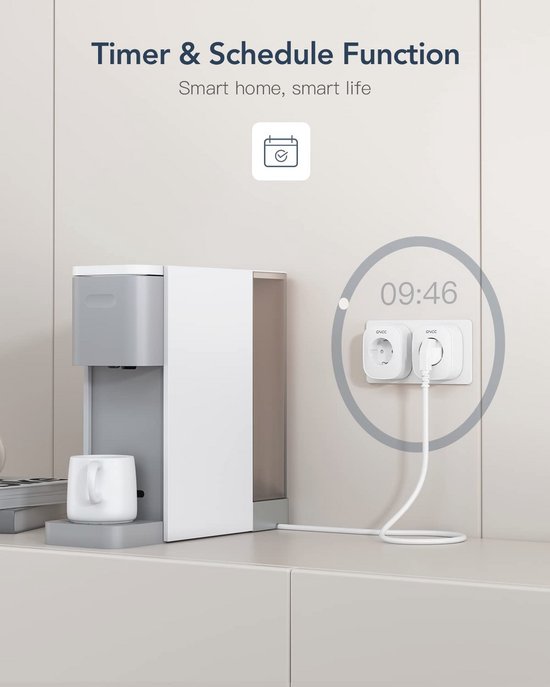 ECOFLOW Smart Plug, WiFi-aansluiting, energieverbruik bijhouden en auto. energietoewijzing, compatibel met afstands- en spraakbediening in app, werkt met Matter-compatibele Smart Home-systemen