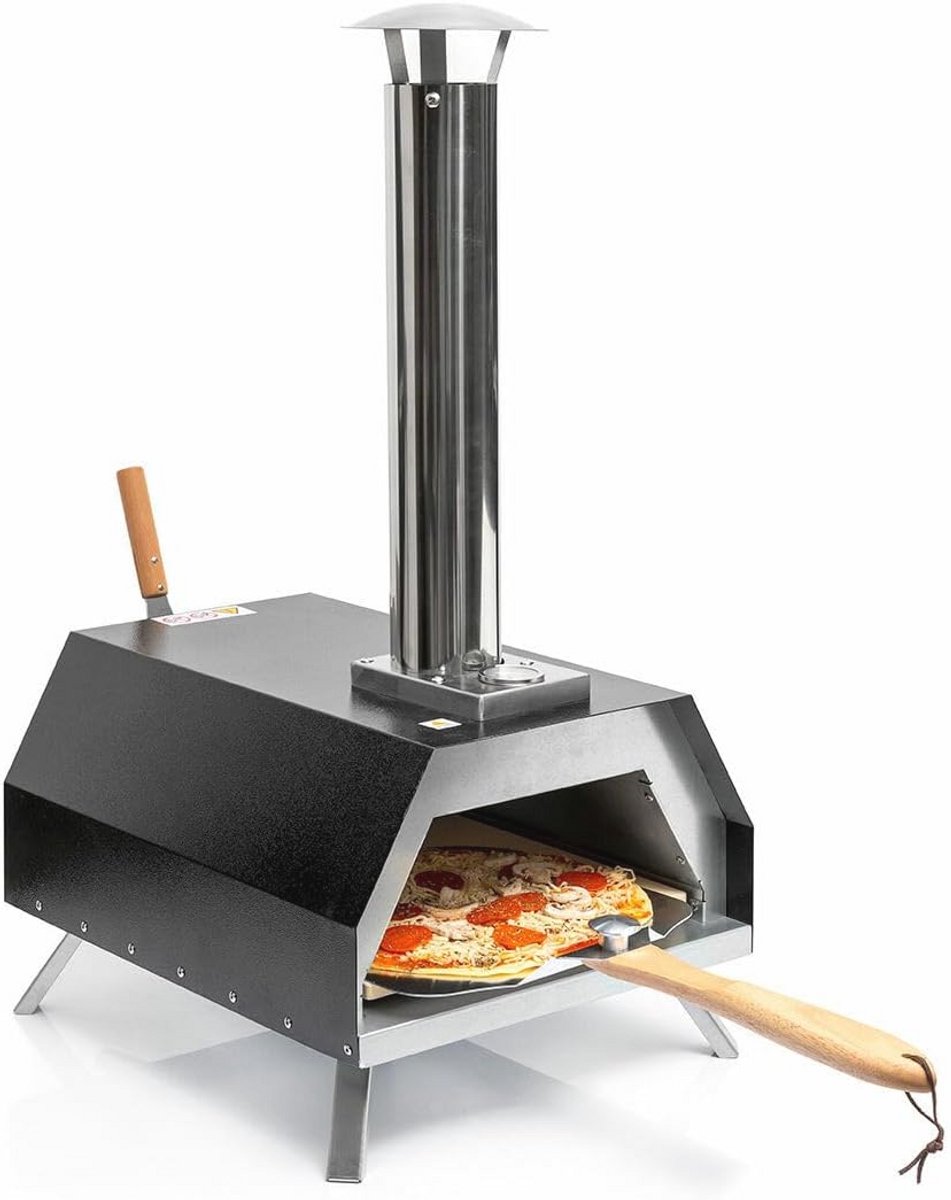Draagbare Pellet Pizza Oven voor Buitengebruik - Roestvrij Staal, Thermometer, Schoorsteen