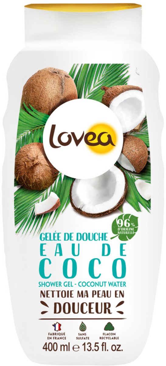 Lovea Sulfaatvrije Douchegel Kokos - 3 x 400 ml - Voordeelverpakking