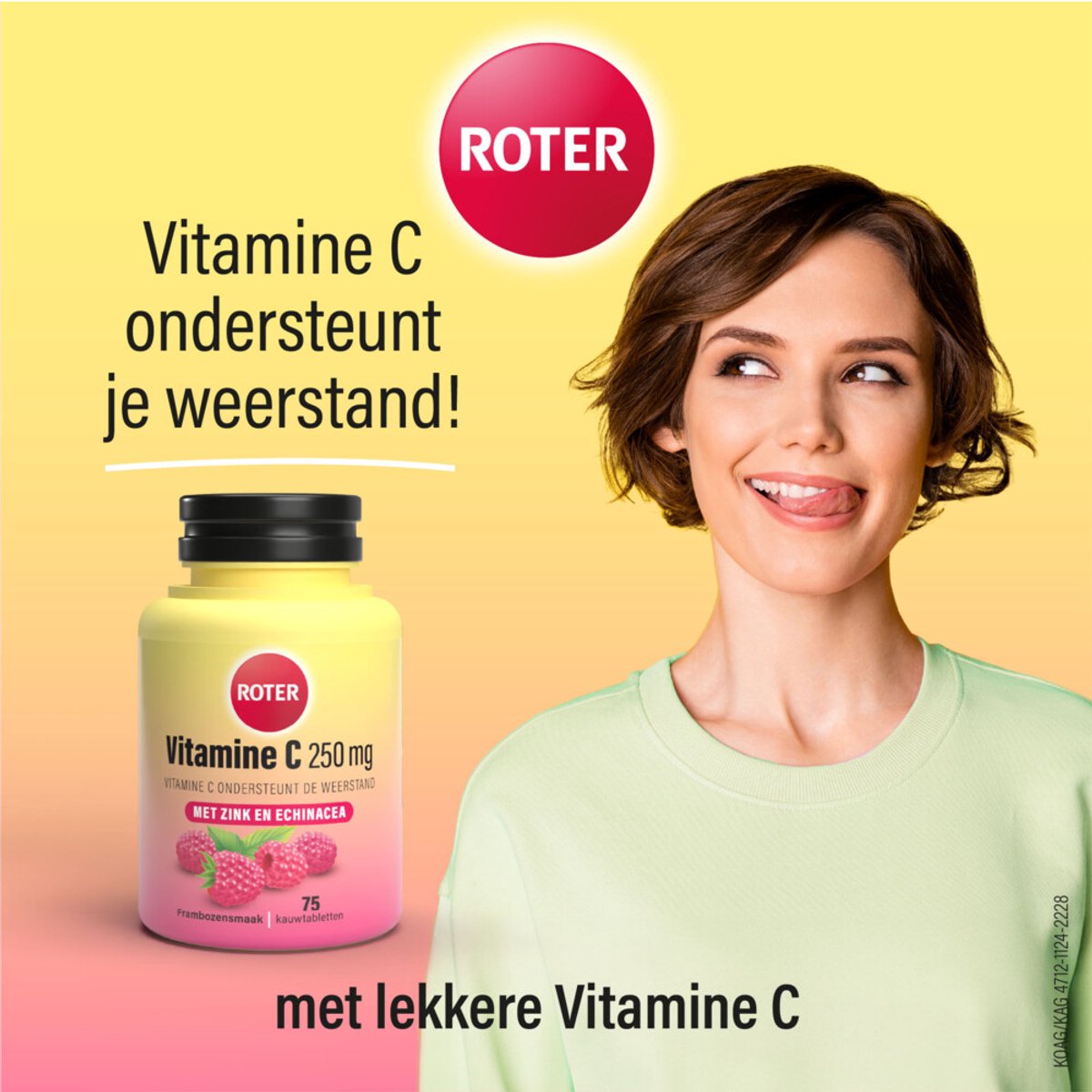 Roter Vitamine C 250 mg Weerstand Framboos - 4 x 75 kauwtabletten - Voordeelverpakking