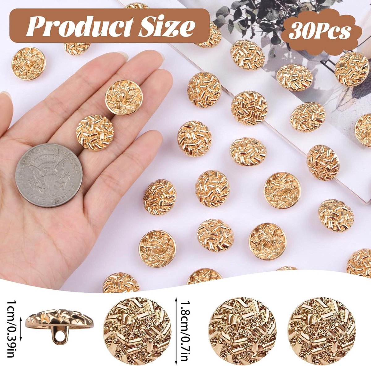 Grote gouden knopen (38mm) - Seegers Fournituren