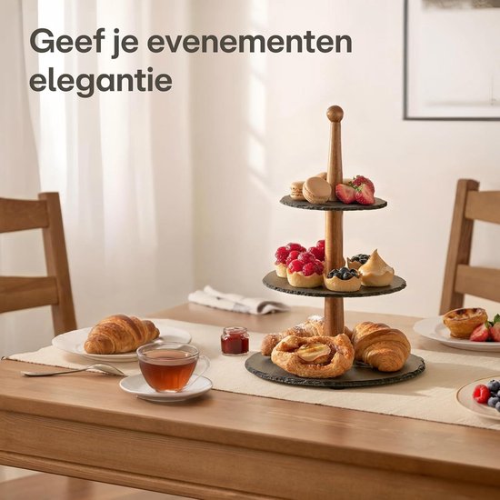 Relaxdays Etagère 2-laags - metaal - serveerschaal - buffetstandaard