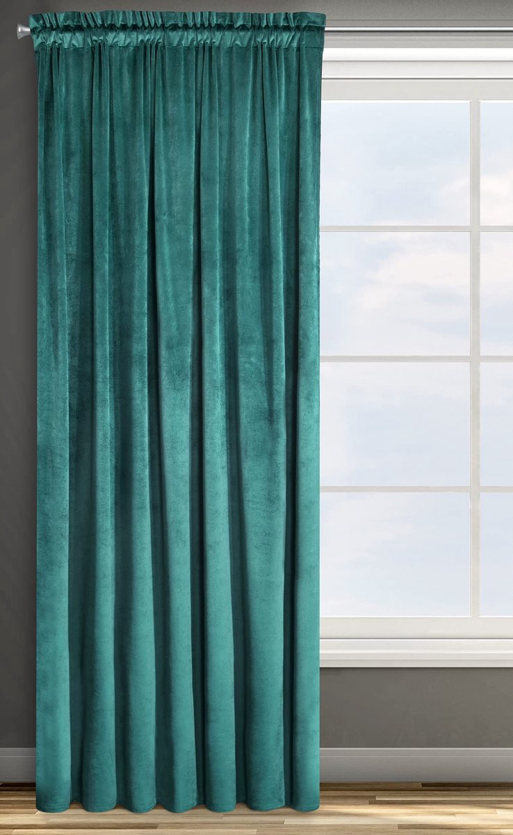Ibenzoa® Donker Turquoise Pluizig Gordijn - 140x270cm