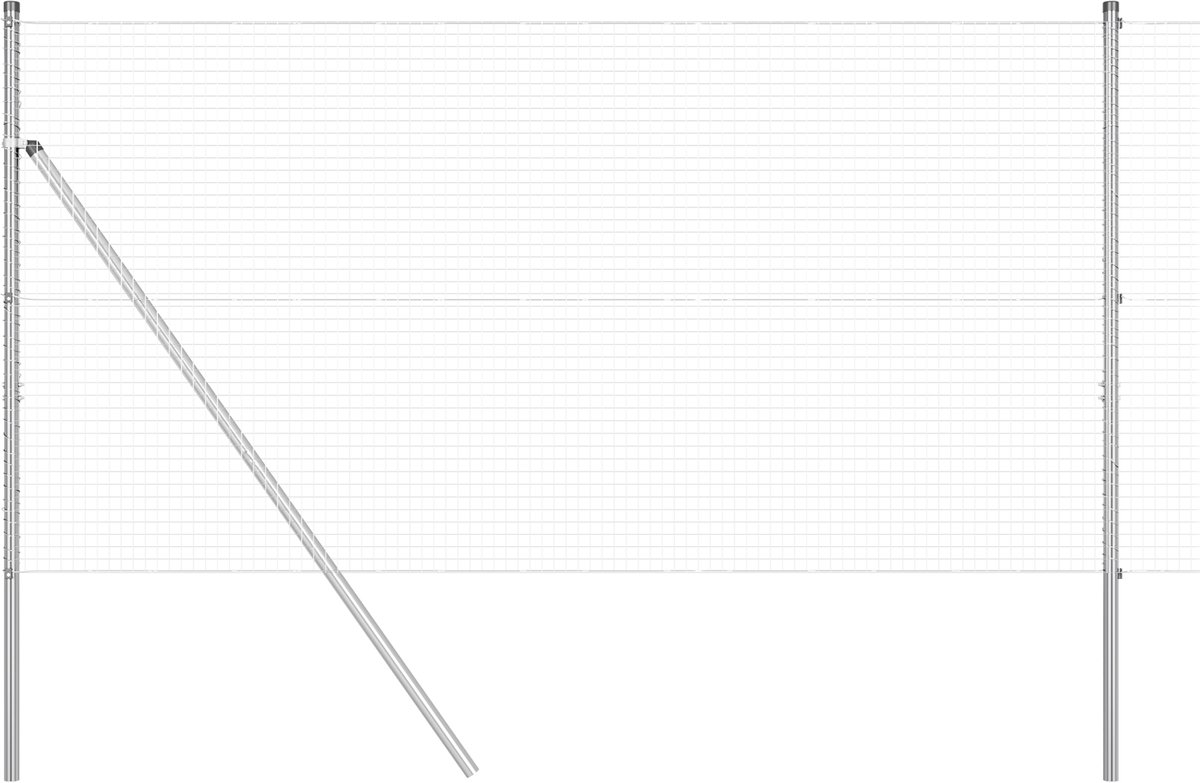 vidaXL - gelast - draadhek - met - grondbevestiging - 50 - x - 1,4 - m - Zilverkleurig